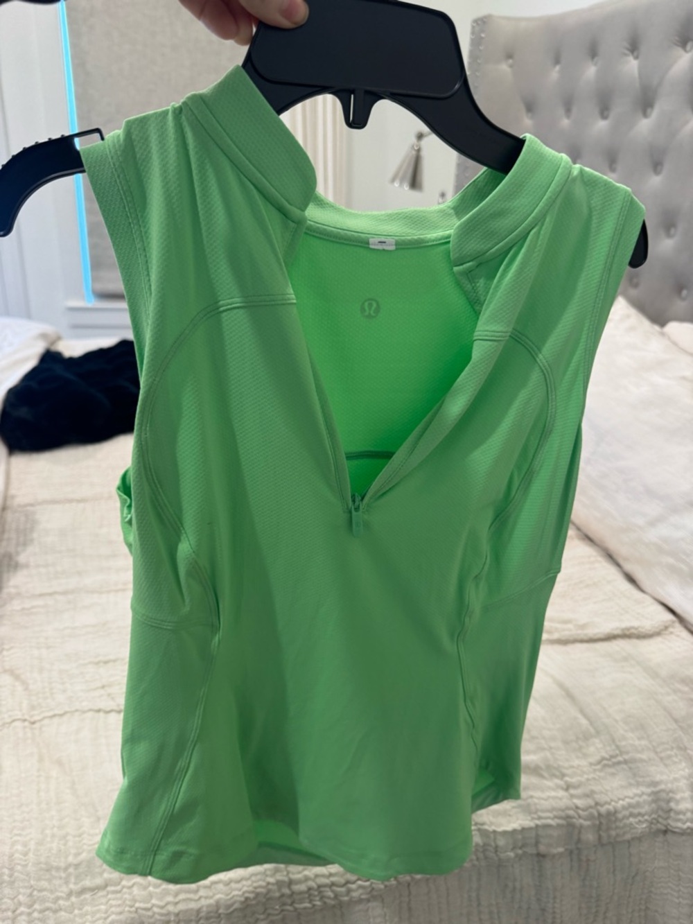 lululemon athletica Bright Lime Green Zip-Front Athletic Tank